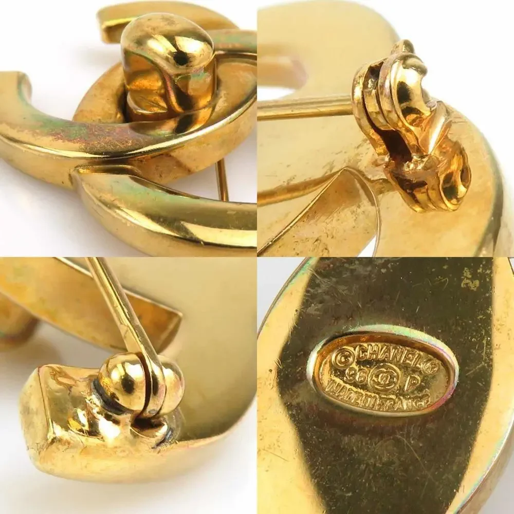 CHANEL Authentic Gold Logo Brooch